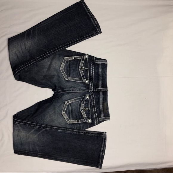 Daytrip Virgo bootcut women's 25R denim blue jeans Buckle whiskered 5 pocket - Picture 2 of 16